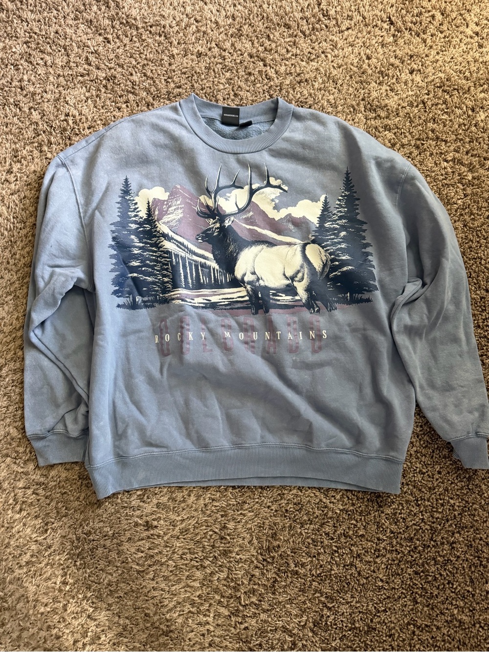 Mad Engine Rocky Mountains Colorado Elk Graphic Sweatshirt Blue 2X